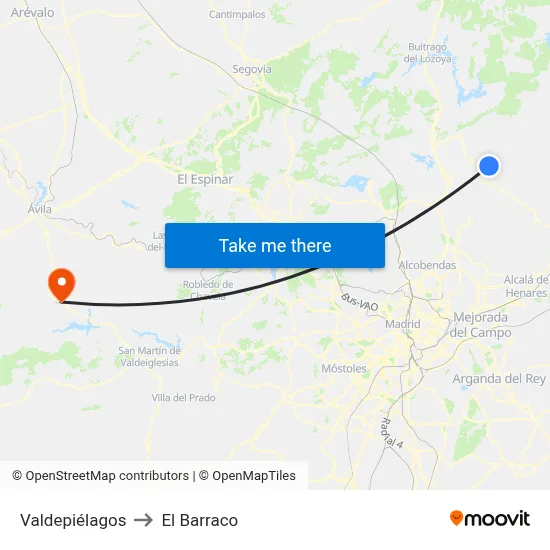 Valdepiélagos to El Barraco map