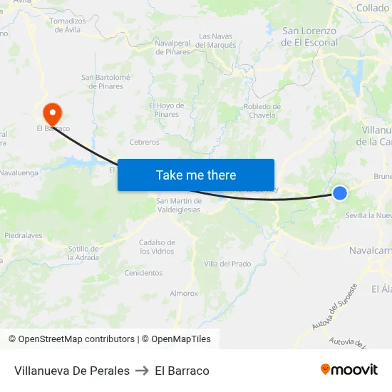 Villanueva De Perales to El Barraco map