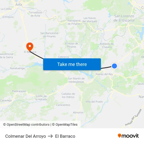 Colmenar Del Arroyo to El Barraco map