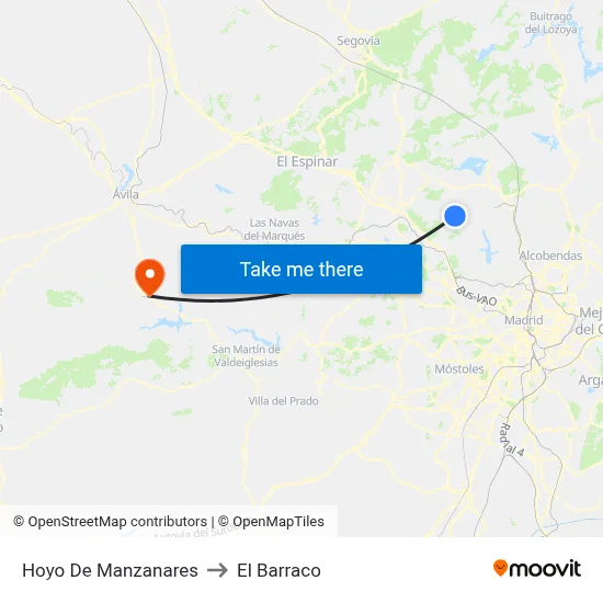 Hoyo De Manzanares to El Barraco map