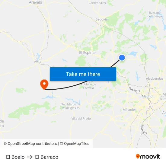 El Boalo to El Barraco map