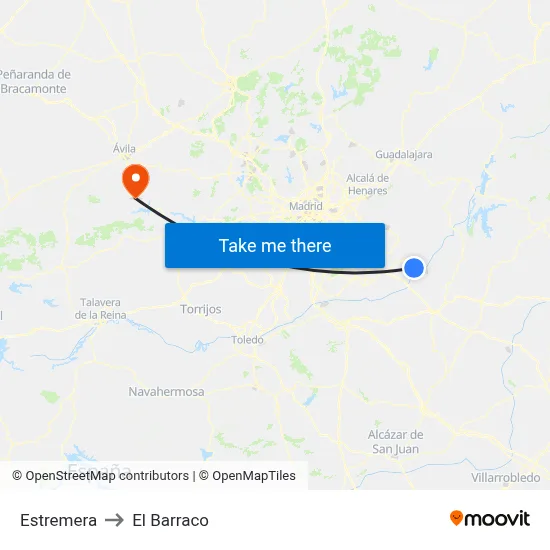 Estremera to El Barraco map