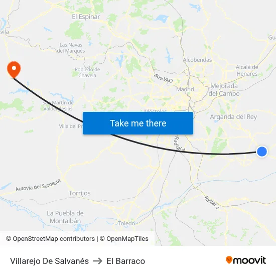 Villarejo De Salvanés to El Barraco map