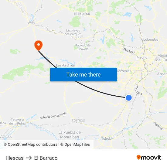 Illescas to El Barraco map