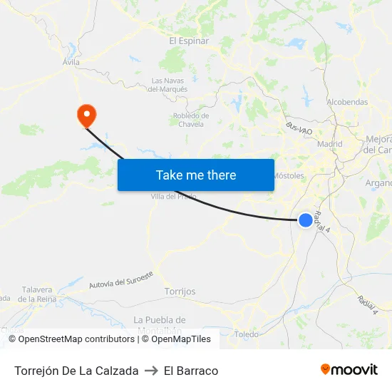 Torrejón De La Calzada to El Barraco map