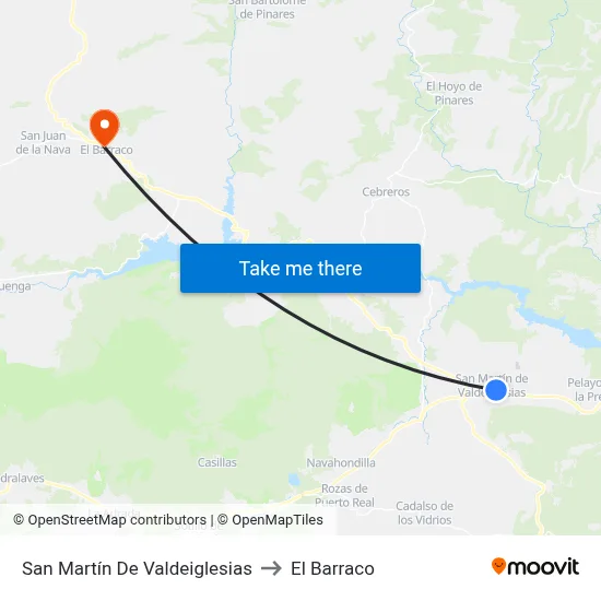 San Martín De Valdeiglesias to El Barraco map