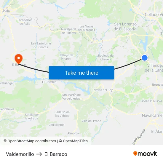 Valdemorillo to El Barraco map