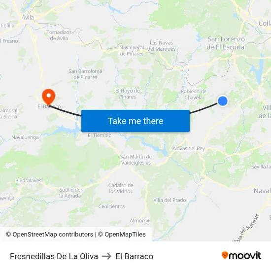 Fresnedillas De La Oliva to El Barraco map