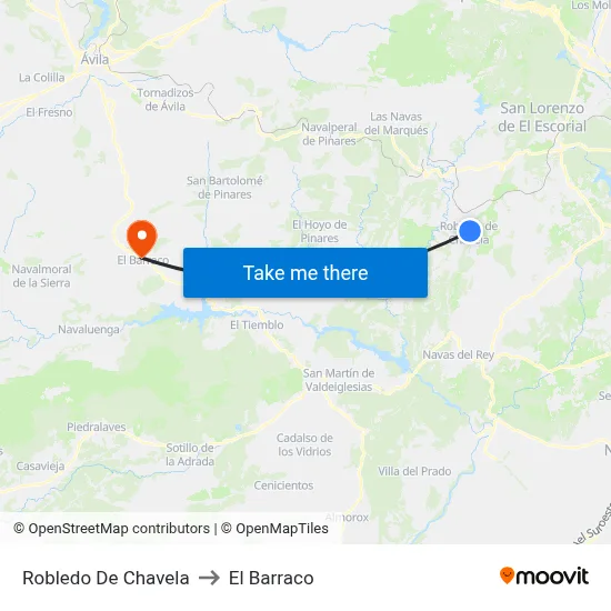 Robledo De Chavela to El Barraco map