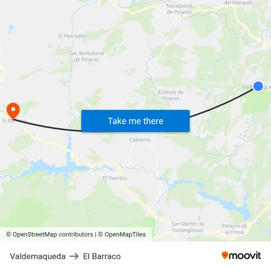 Valdemaqueda to El Barraco map
