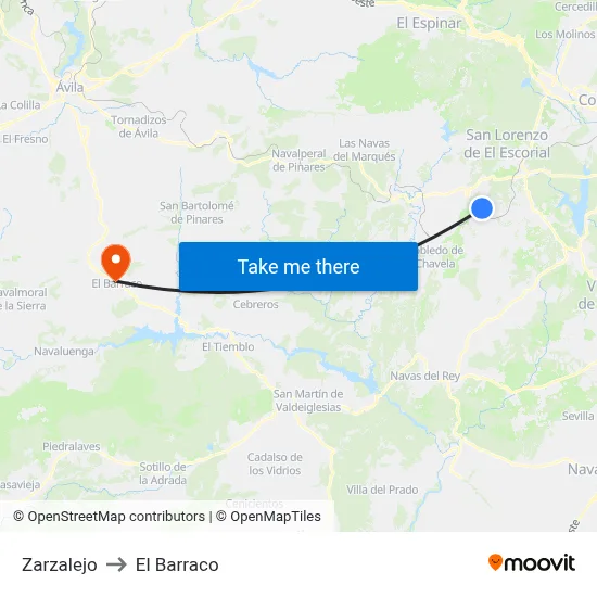 Zarzalejo to El Barraco map