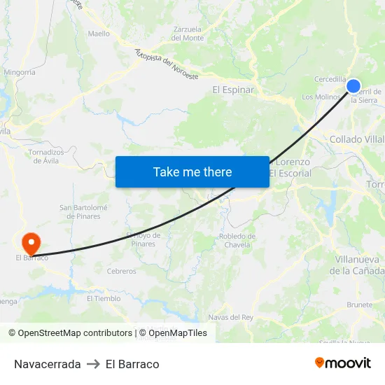 Navacerrada to El Barraco map