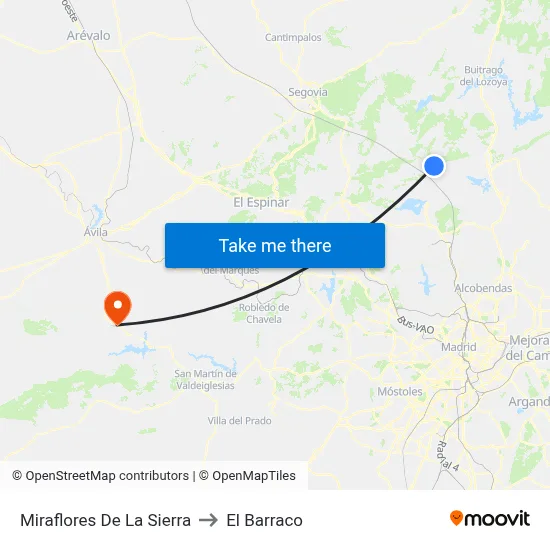 Miraflores De La Sierra to El Barraco map
