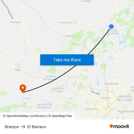 Braojos to El Barraco map