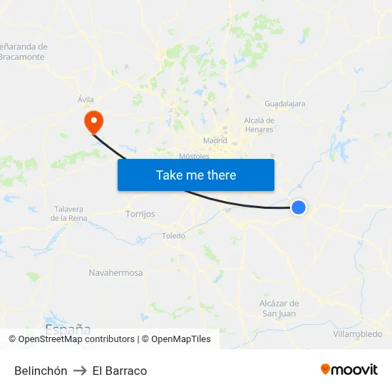 Belinchón to El Barraco map