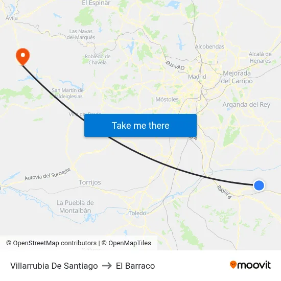 Villarrubia De Santiago to El Barraco map