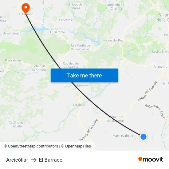 Arcicóllar to El Barraco map
