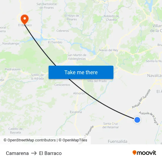 Camarena to El Barraco map