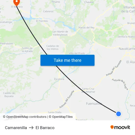 Camarenilla to El Barraco map