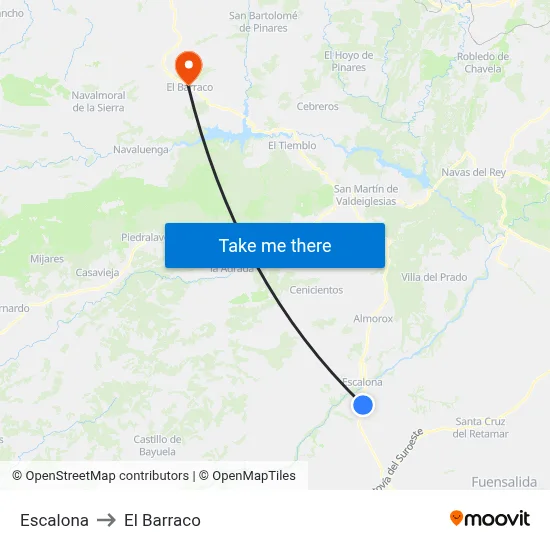 Escalona to El Barraco map