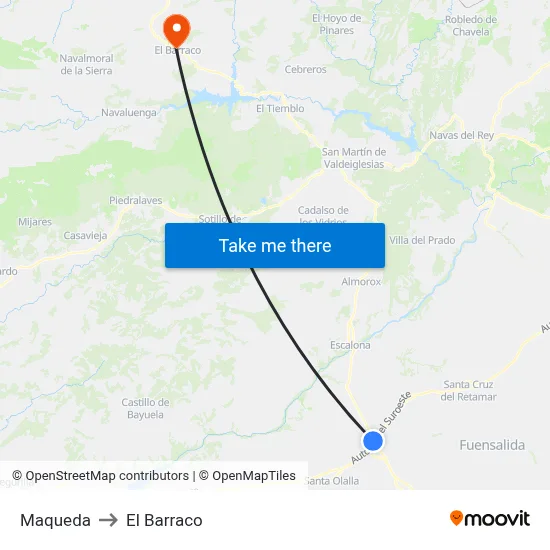 Maqueda to El Barraco map