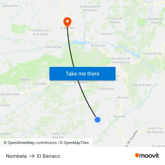 Nombela to El Barraco map