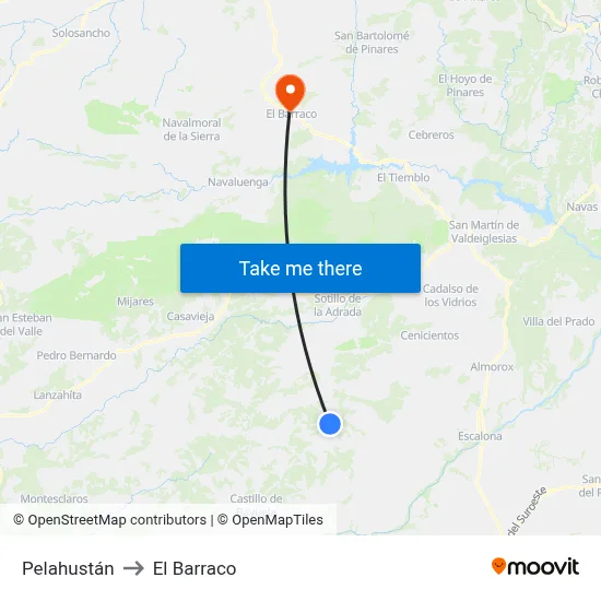 Pelahustán to El Barraco map