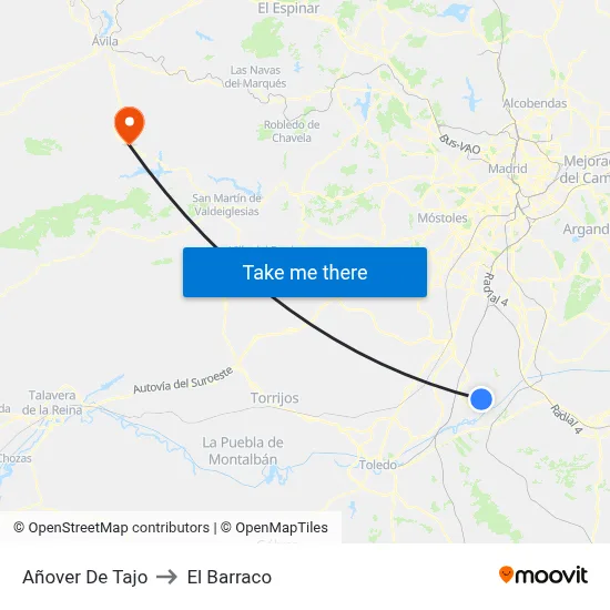 Añover De Tajo to El Barraco map