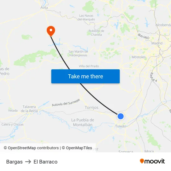 Bargas to El Barraco map