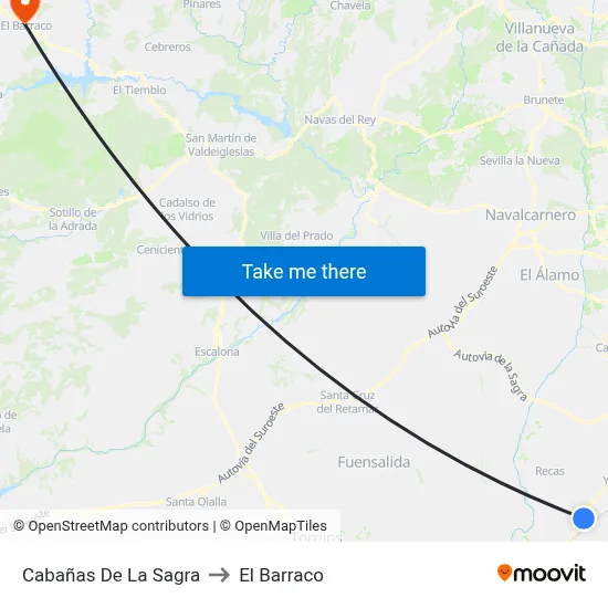 Cabañas De La Sagra to El Barraco map