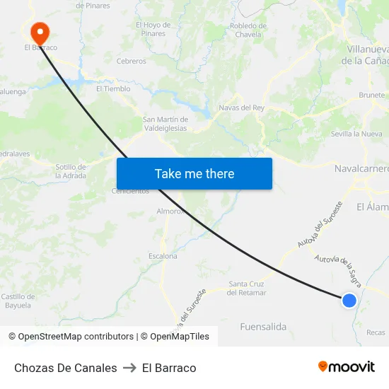 Chozas De Canales to El Barraco map