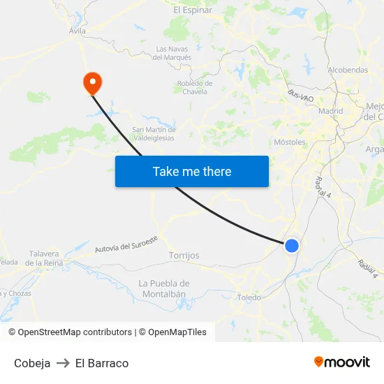 Cobeja to El Barraco map