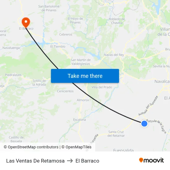 Las Ventas De Retamosa to El Barraco map