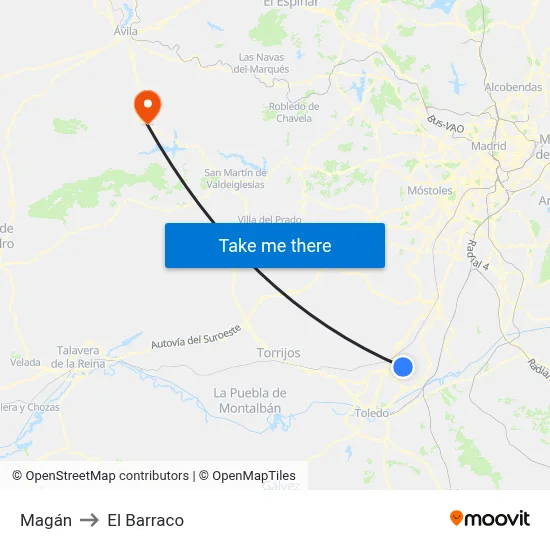 Magán to El Barraco map