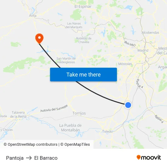 Pantoja to El Barraco map