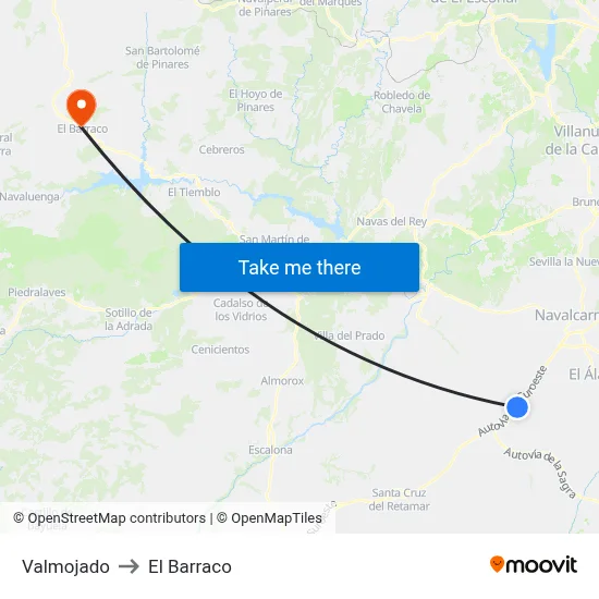 Valmojado to El Barraco map