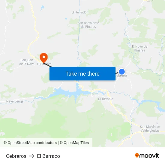 Cebreros to El Barraco map