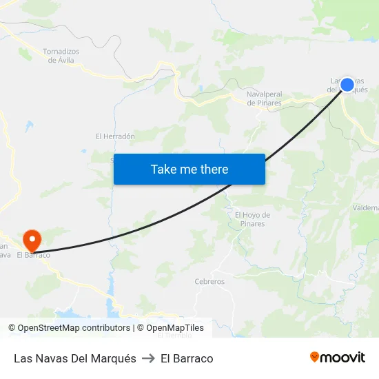 Las Navas Del Marqués to El Barraco map