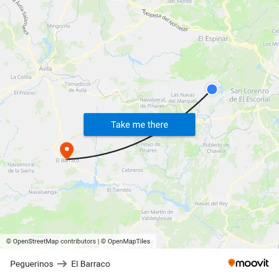 Peguerinos to El Barraco map