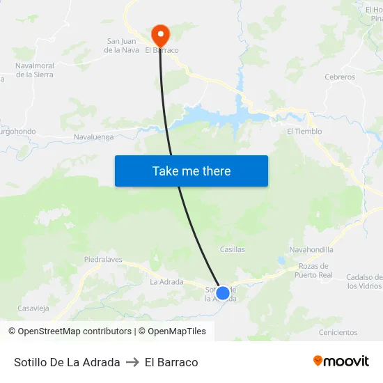 Sotillo De La Adrada to El Barraco map