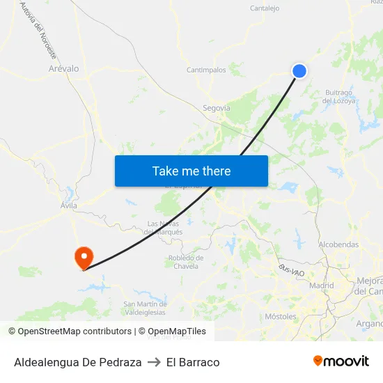Aldealengua De Pedraza to El Barraco map