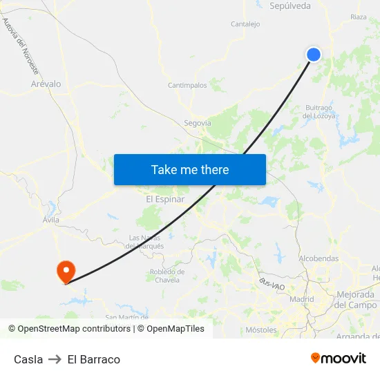 Casla to El Barraco map