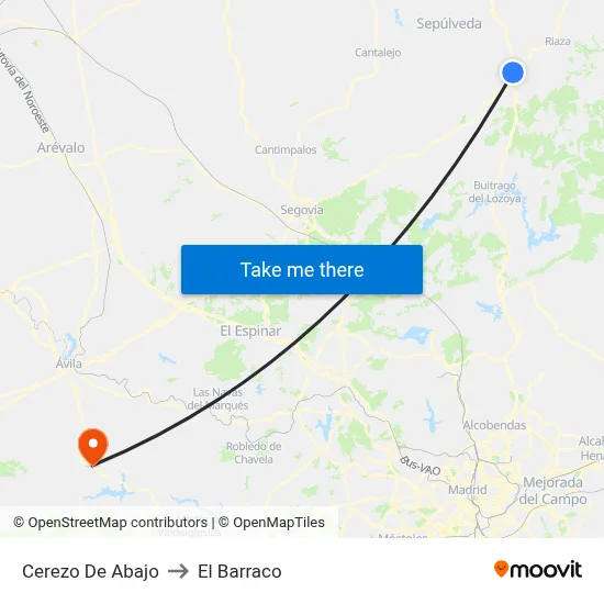 Cerezo De Abajo to El Barraco map