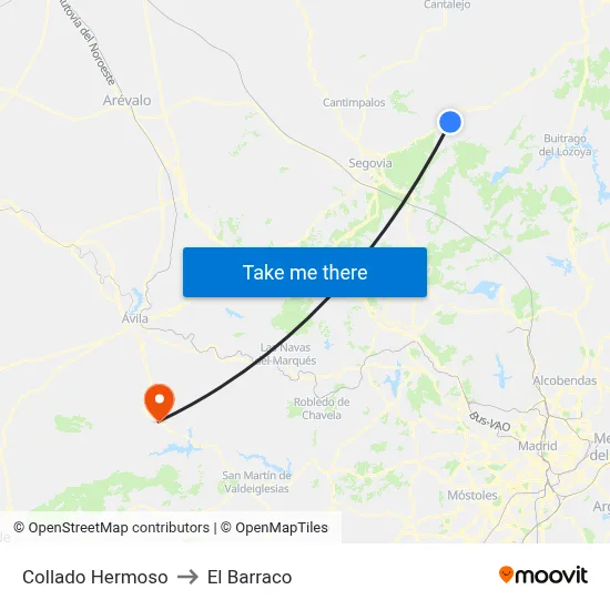 Collado Hermoso to El Barraco map