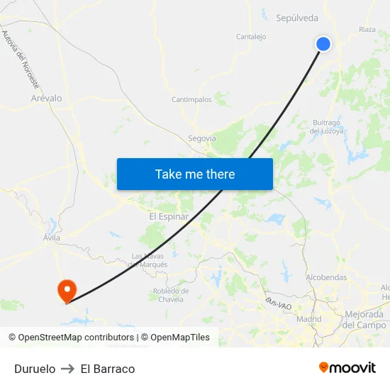 Duruelo to El Barraco map