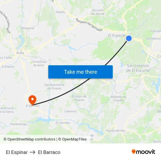 El Espinar to El Barraco map