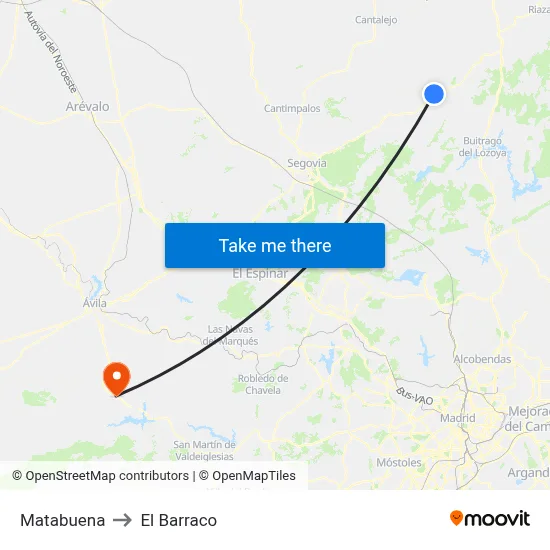 Matabuena to El Barraco map