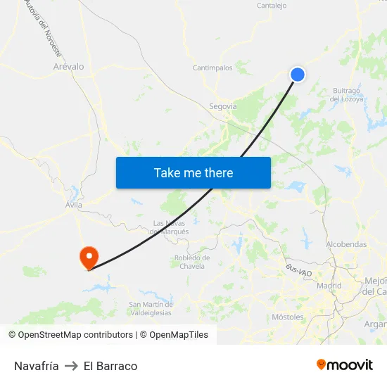Navafría to El Barraco map