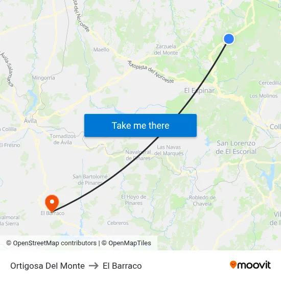 Ortigosa Del Monte to El Barraco map