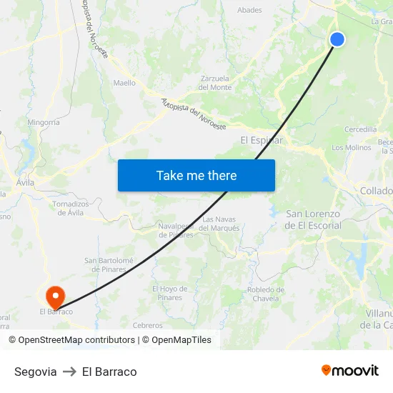 Segovia to El Barraco map